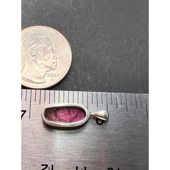 NEW pink/ bi color tourmaline sterling silver pendant 1.28 grams - Picture 6 of 11